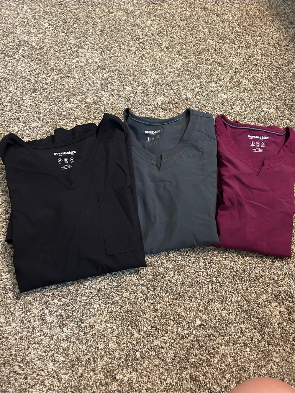 Scrubstar Womens V-Neck Shirt - Black, Gray, Wine Red